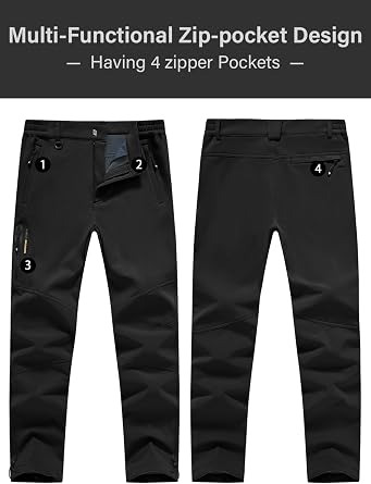 donhobo Men's Waterproof Hiking Walking Trousers,Mens Winter Warm Ski Trousers,Drawstring Adjustable Ankle Fleece Lined Outdoor Pants