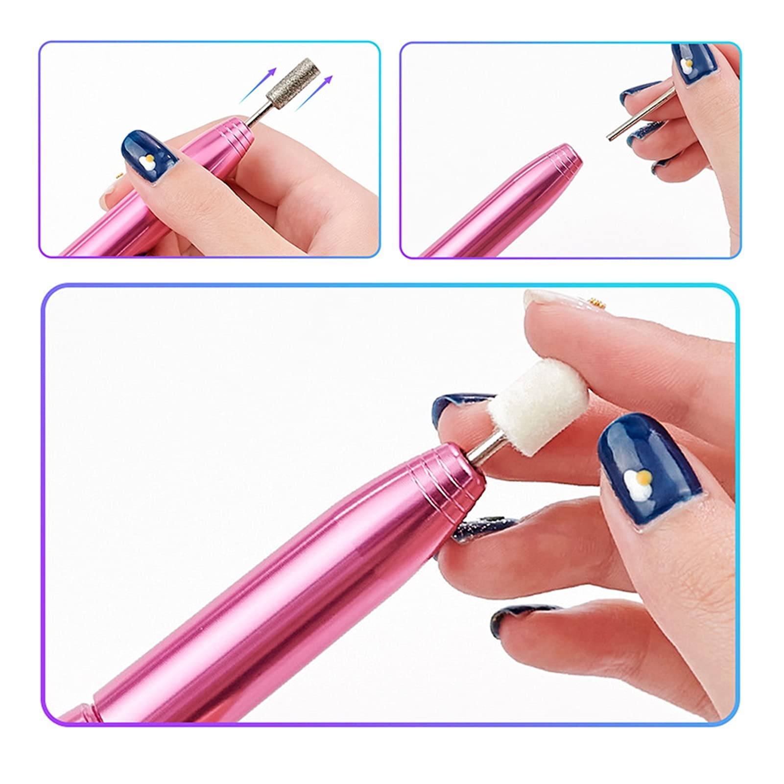 Máquina Perforadora de uñas Conjunto de la máquina Taladro uñas eléctrico portátil Máquina manicura Pedicure Set Pedicura File Nail Art Tools Kit Gel Remover Equipo(Gold USB (Plug))