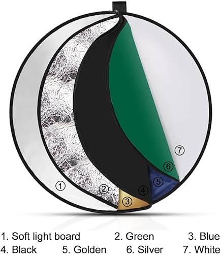 Miniatura 2 de Reflector de luz de 43 pulgadas43.3 in 7 en 1 reflector de iluminación de fotografía plegable multidisco con bolsa para estudio fotográfico