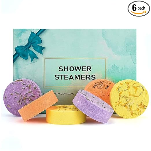 Vitalogy – Aromatherapy Shower Steamers – Set Of 6 Shower Bath Bombs Fizzies With Essential Oils For Relaxation, Stress Relief – Lavender,Rose,Chamomile,Mint & Sea Salt,Lemon…