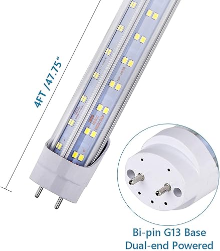 Miniatura 3 de 25 bombillas LED T8 T10 T12 de 4 pies tipo B, 60 W 7500 LM, 6000K-6500K blanco frío, 4 pies de repuesto de tubo fluorescente LED, alimentación de