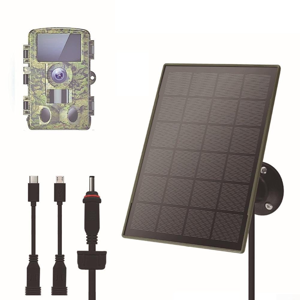 Eawfgtuw Trail Camera Solare 12V/1A 6V/2A Batteria 6000mAh Lithium Ricaricabile IP66 Accessori Caccia Macchina Fotografica