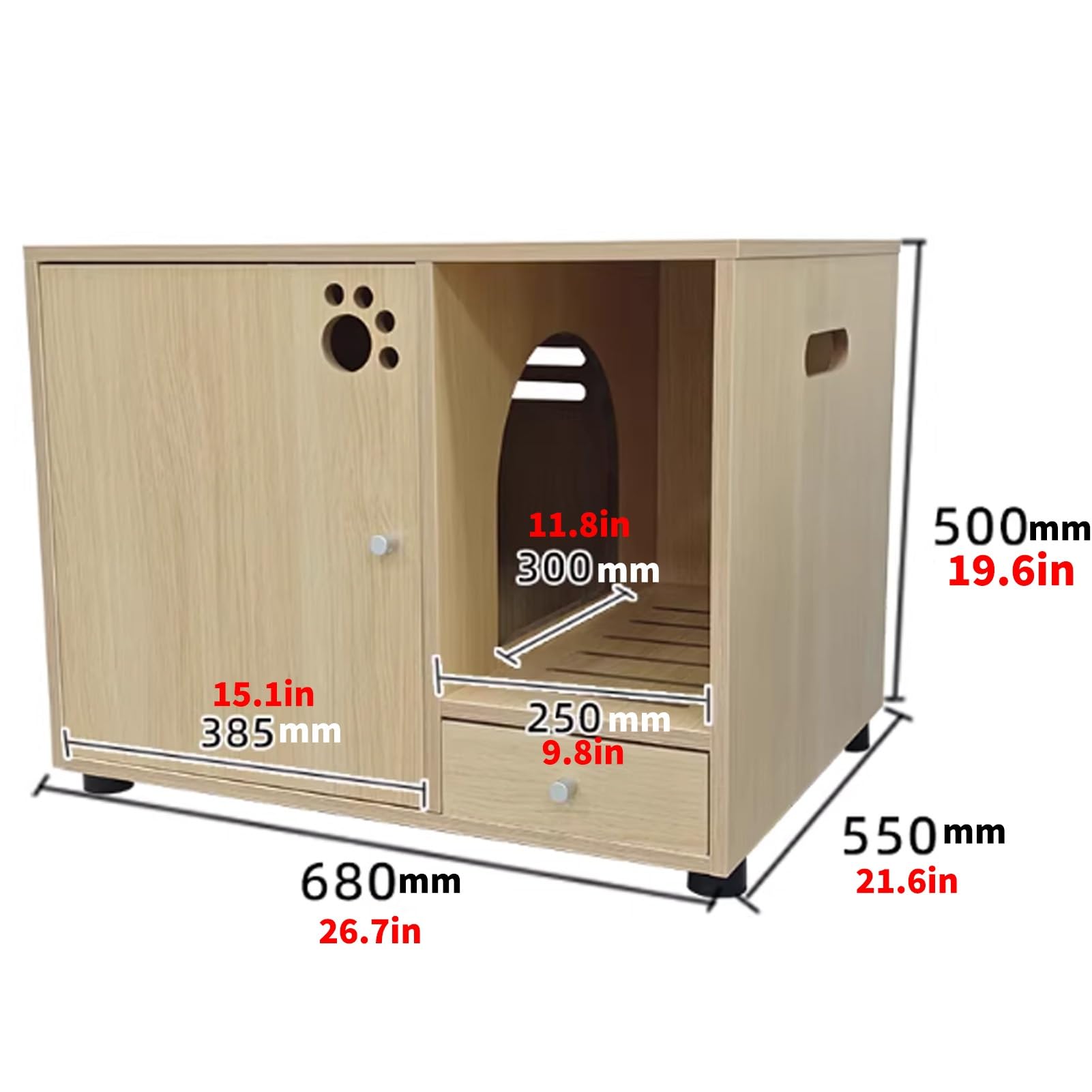 Mobile Lettiera per Gatti, Mobili for Cuccia for Gatti da Interno in Legno, Mobiletto for Bagno for Gatti 2 in 1, Gambe Alte for Soggiorno(68cm/26.7in)