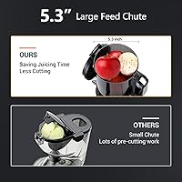 Vista 2 de Cold Press Juice Machines 5.3" Extra Large Feeding Chute for Whole Fruits Vegetables -Slow Masticating Juicer High Juice Yield, Easy Clean Self