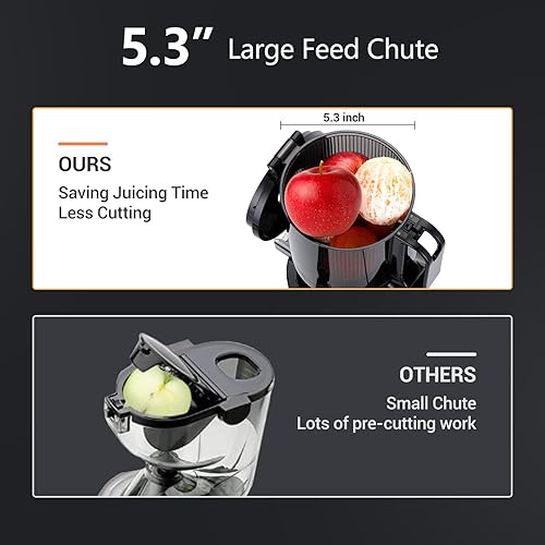 Miniatura 2 de Repaly Exprimidor compacto de masticación lenta, máquinas exprimidoras de hasta 92% de rendimiento de jugo de 3.1 pulgadas de ancho para frutas y