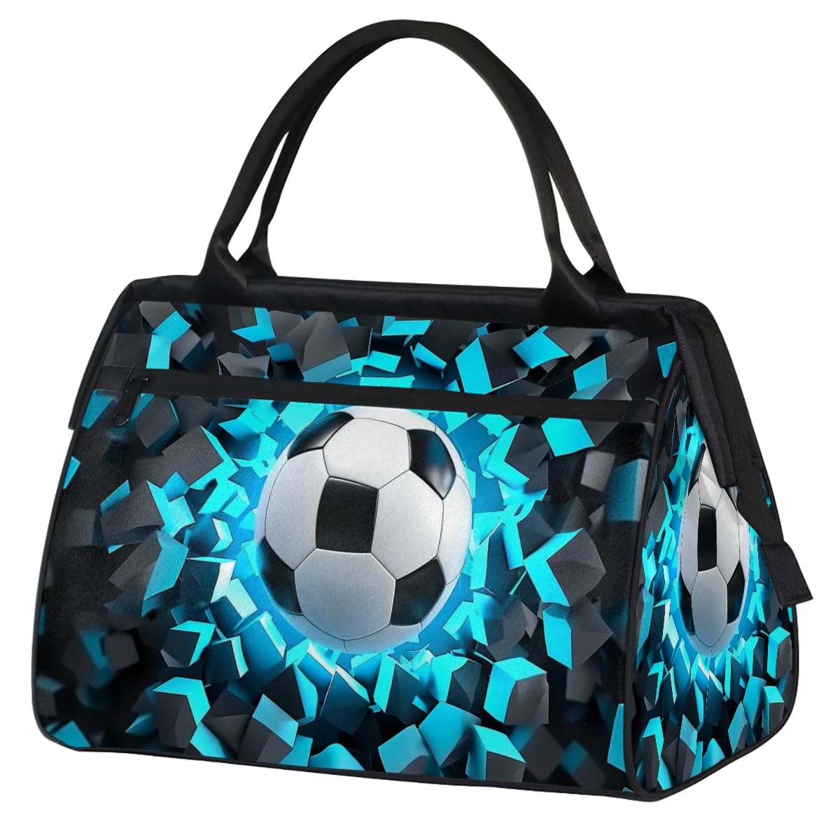 Borsa da palestra da calcio con luce 3D per uomini e donne, motivo calcio, viaggi, sport, borsone impermeabile, borsa da viaggio per la notte borsa leggera da portare con sé