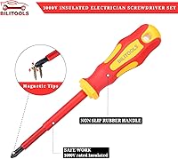 Vista 6 de BILITOOLS 1000V Insulated Electrician Screwdriver & Pliers Set - 7pcs Electrical Tools Kit with Magnetic Phillips, Slotted Screwdrivers, VDE & GS