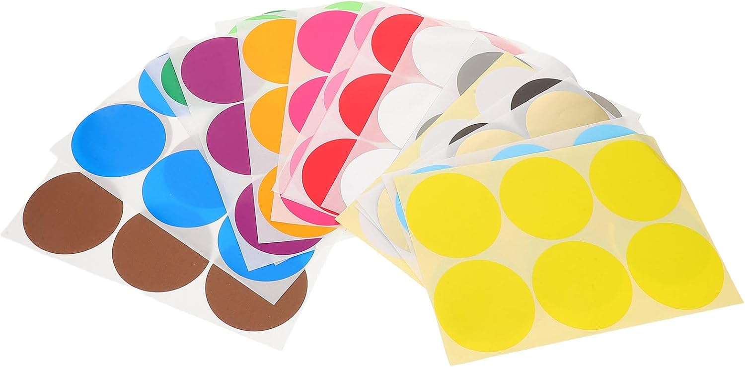 16 Sheets Colorful Round Dot Labels for Inventory Management