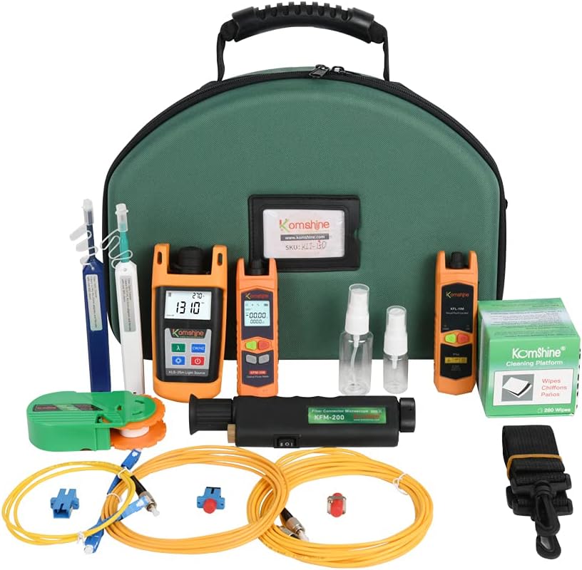 KOMSHINEKLT-15D Optic Fiber Loss Tester Optical Fiber Loss Test Kit KFM-200 Microscope + Optical Power Meter + Optical Light Source + VFL + FOCP (KLT-15D)