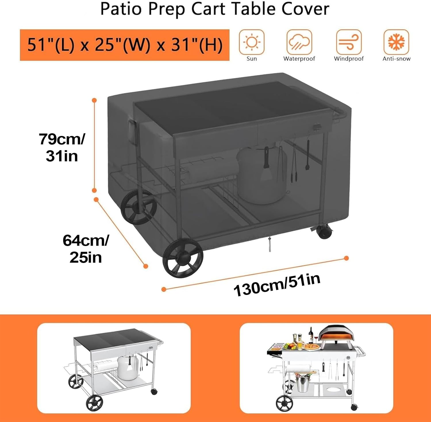 屋外用バーベキューグリルカバー - ピザオーブンテーブル保護カバー - オックスフォード生地 防水 オールシーズン対応 屋外カバー