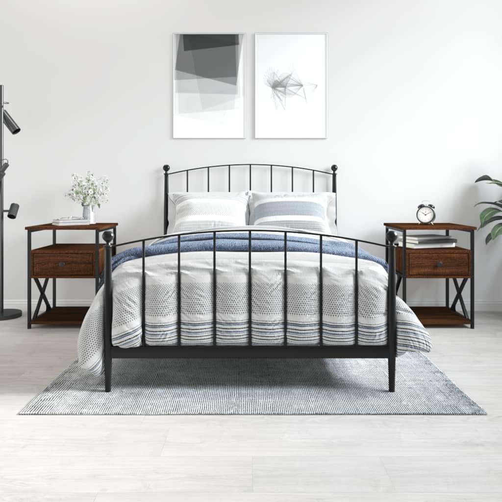 Schlichter Nachttisch aus Holzwerkstoff mit Eisenrahmen, viel Stauraum für Wohnzimmer und Schlafzimmer, verstellbare Beine für Stabilität, zeitloser Charm