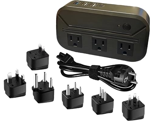 Convertidor de voltaje de 220 V a 120 V adaptador de viaje adaptador de viaje universal de viaje de 2300 W convertidor de corriente 3 puertos USB 1