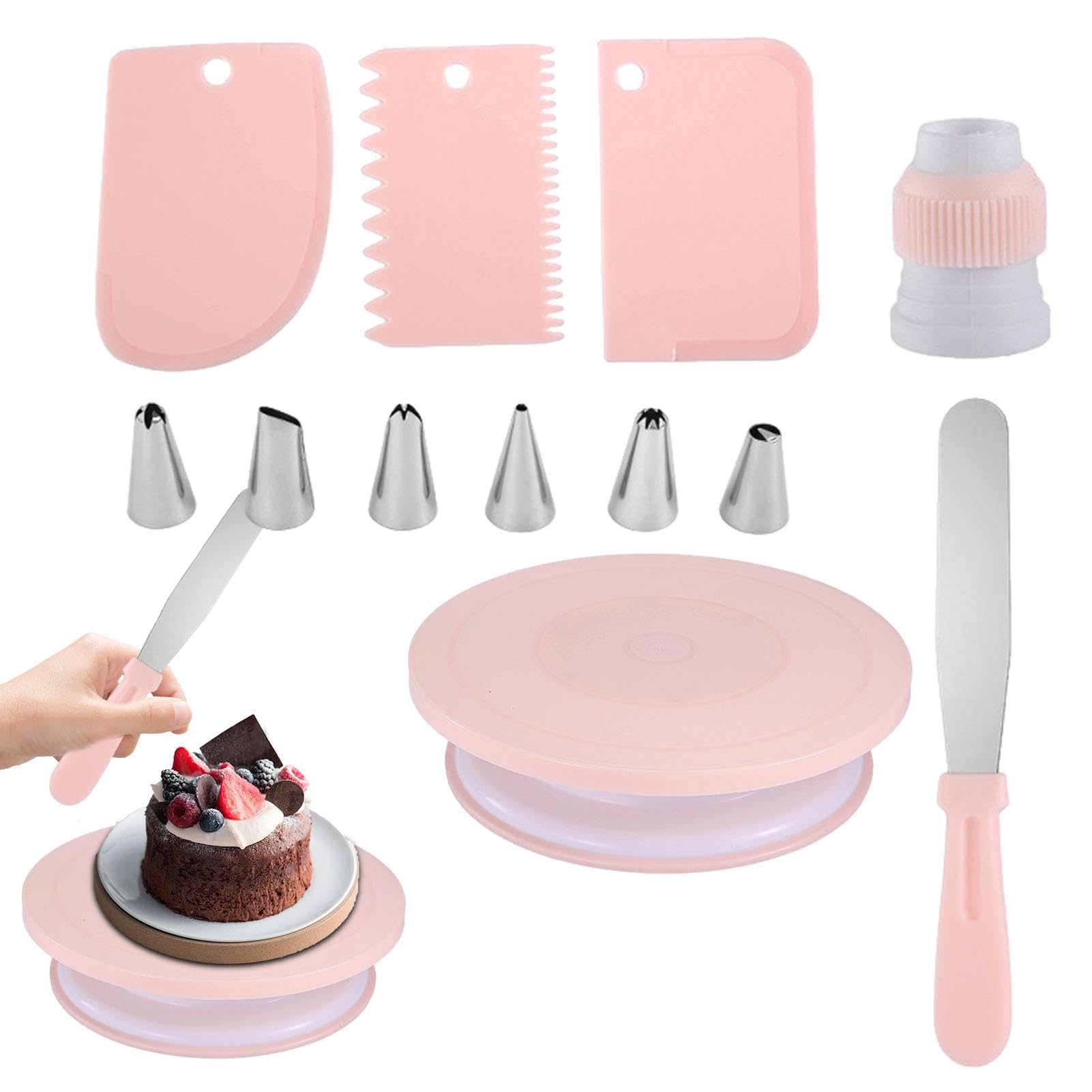 Support rotatif gâteau antidérapant avec accessoires de lissage de qualité