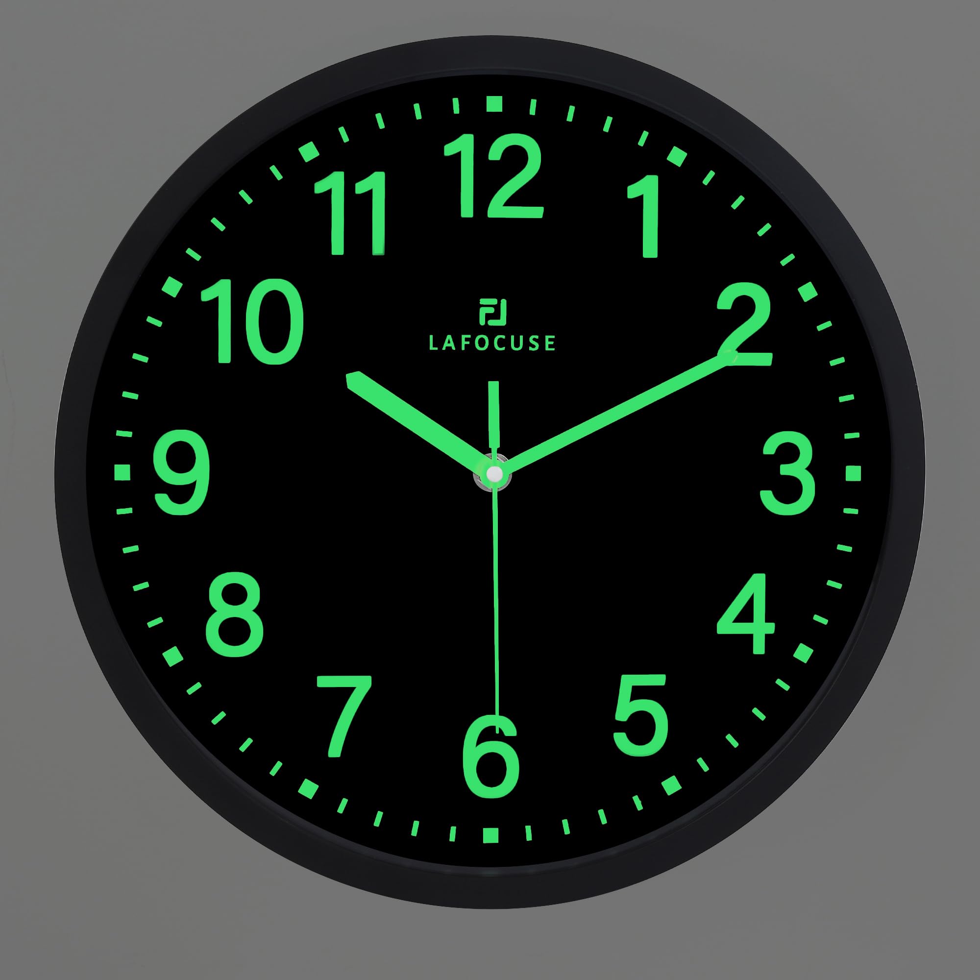 Lafocuse 30cm Orologio da Parete Luminoso Silenzioso senza Ticchettio, Orologio da Muro Fluorescente Moderno Decorativo per Soggiorno Camera da Letto Cucina Ufficio, Nero