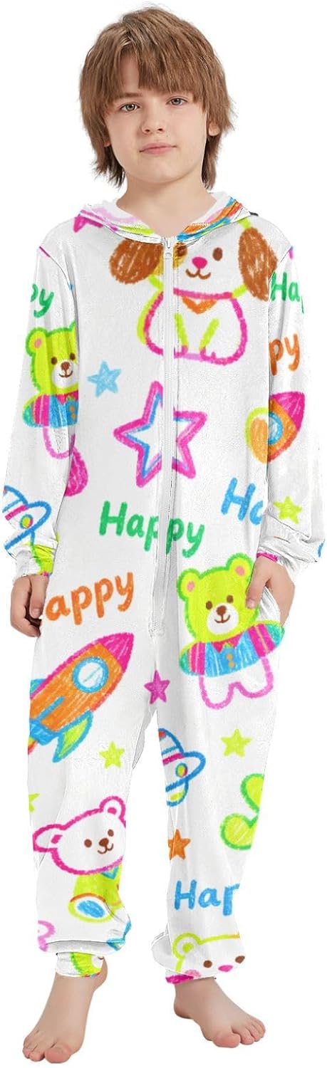 Sleepwear Holiday Pajamas Soft Casual Hooded Loungewear Sleepwear for Parties Sleepovers 4-14Y