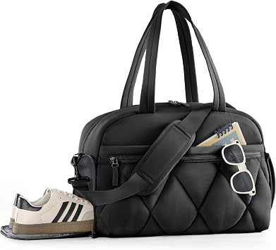 Travel Duffle Bag for Women - Gym Bag With Shoes Compartment & Wet Pocket, Carry On For Weekender, Overnight, SportBlack