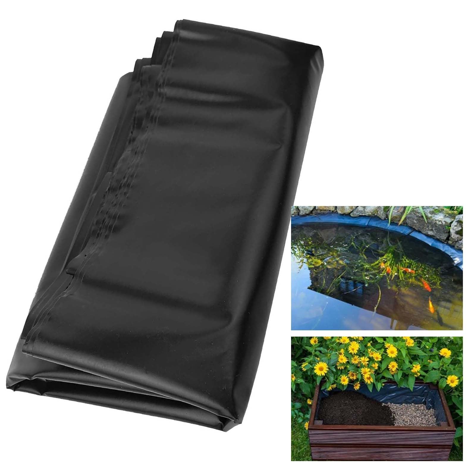Revestimiento grande para estanques de peces de 3 x 2 m y 8 x 7 m, membrana impermeable de polietileno de alta densidad flexible negra para piscinas de jardín, agricultura acuícola, base de estanque