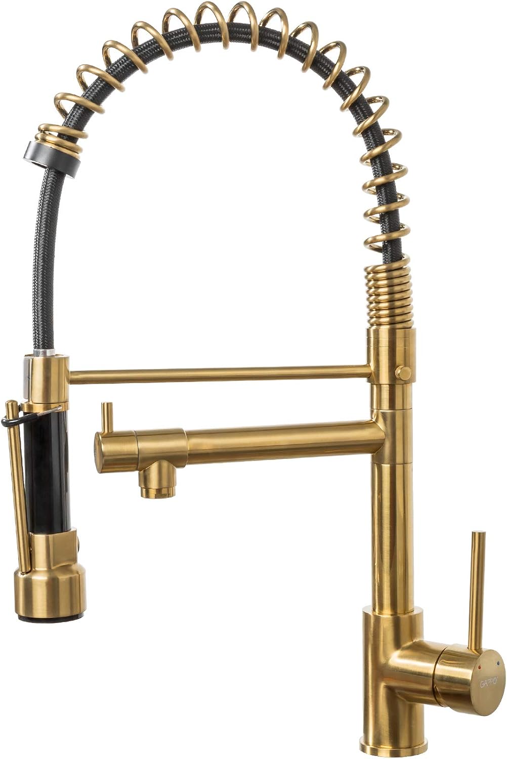 Exclusive Discount 70% Price Kitchen Faucet with Pull Down Sprayer Contemporary Single Handle Kitchen Sink Faucet GAPPO Solid Brass Spring Kitchen Faucet Brushed Gold
