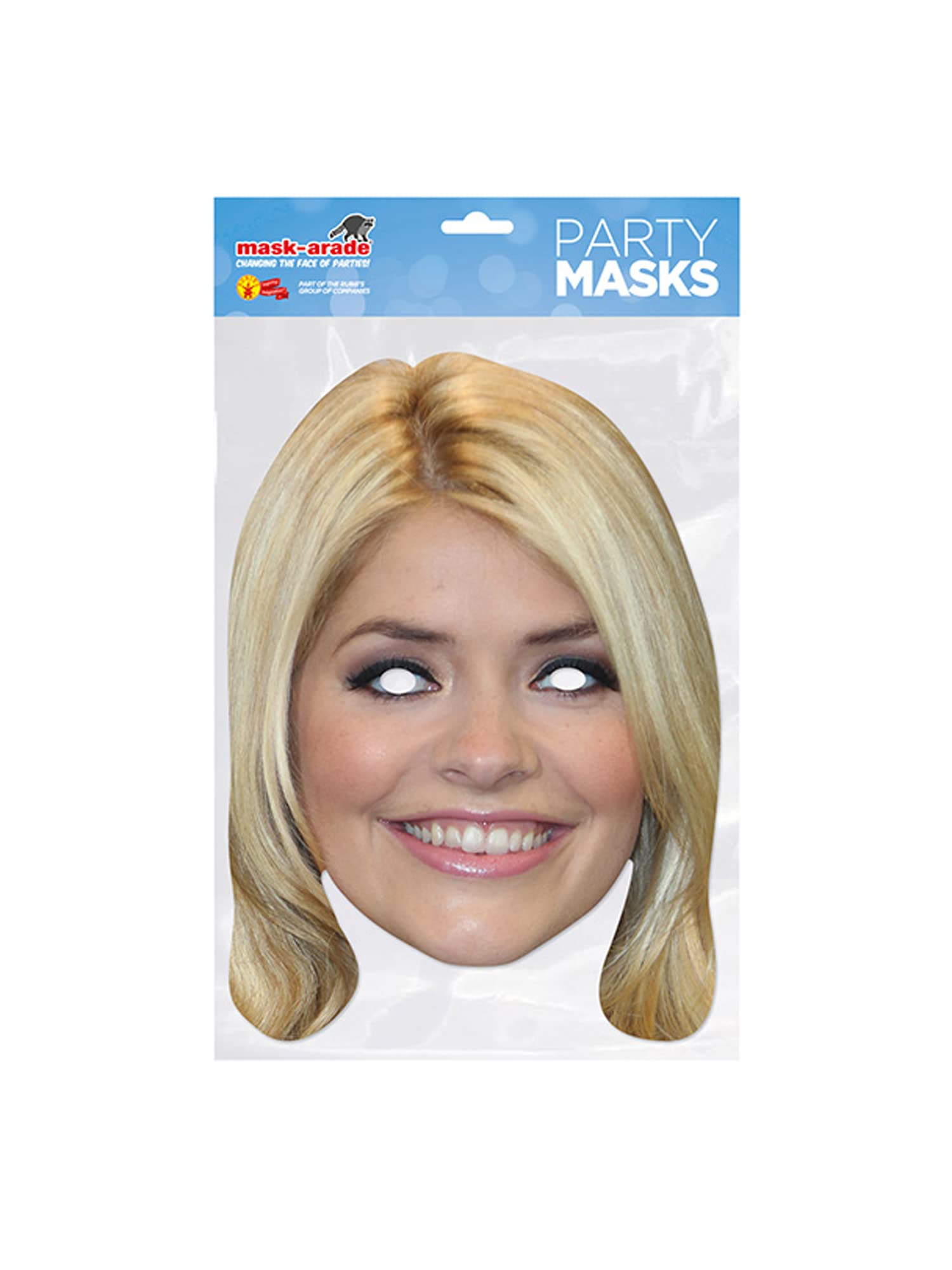 Mask-AradeOfficial Licensed Holly Willoughby Card Cutout Face Mask with Elastic String attached