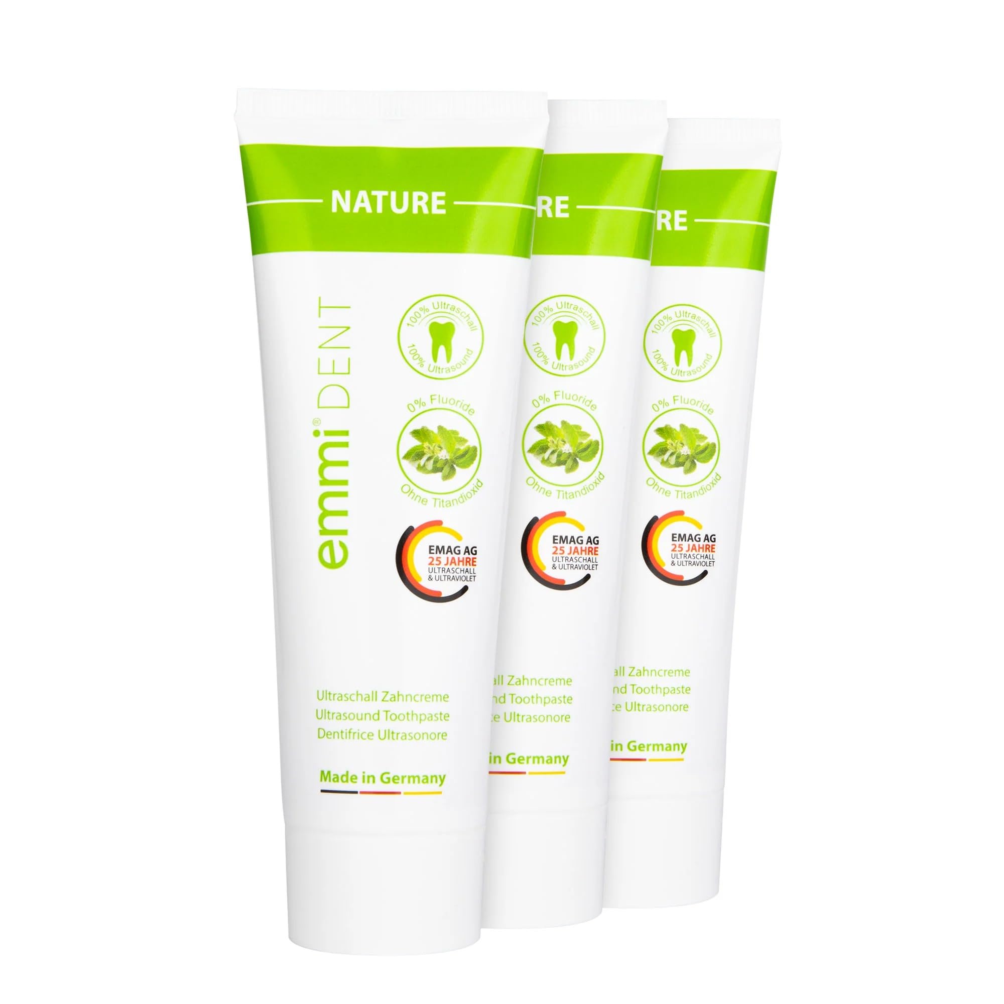 Emmi-dent Ultrasonic Toothpaste with Nano-Bubbles Nature Extra Mild with no Fluoride 3 Pack