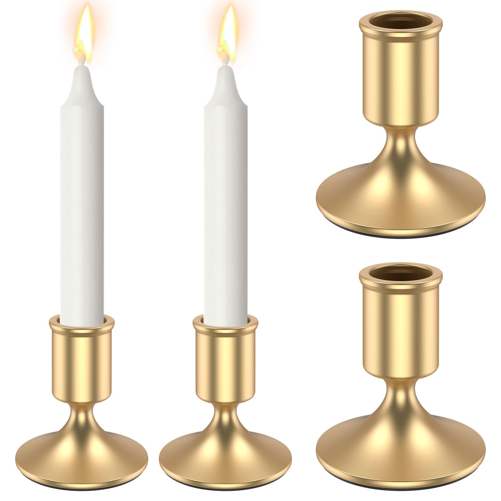 4 Pcs Candlestick Holders, Metal Taper Candle Holders, Romadedi Candle Stick Holder for Table Centerpiece,Wedding Reception,Festive Christmas Mantel Decoration or Home Decor(golden)