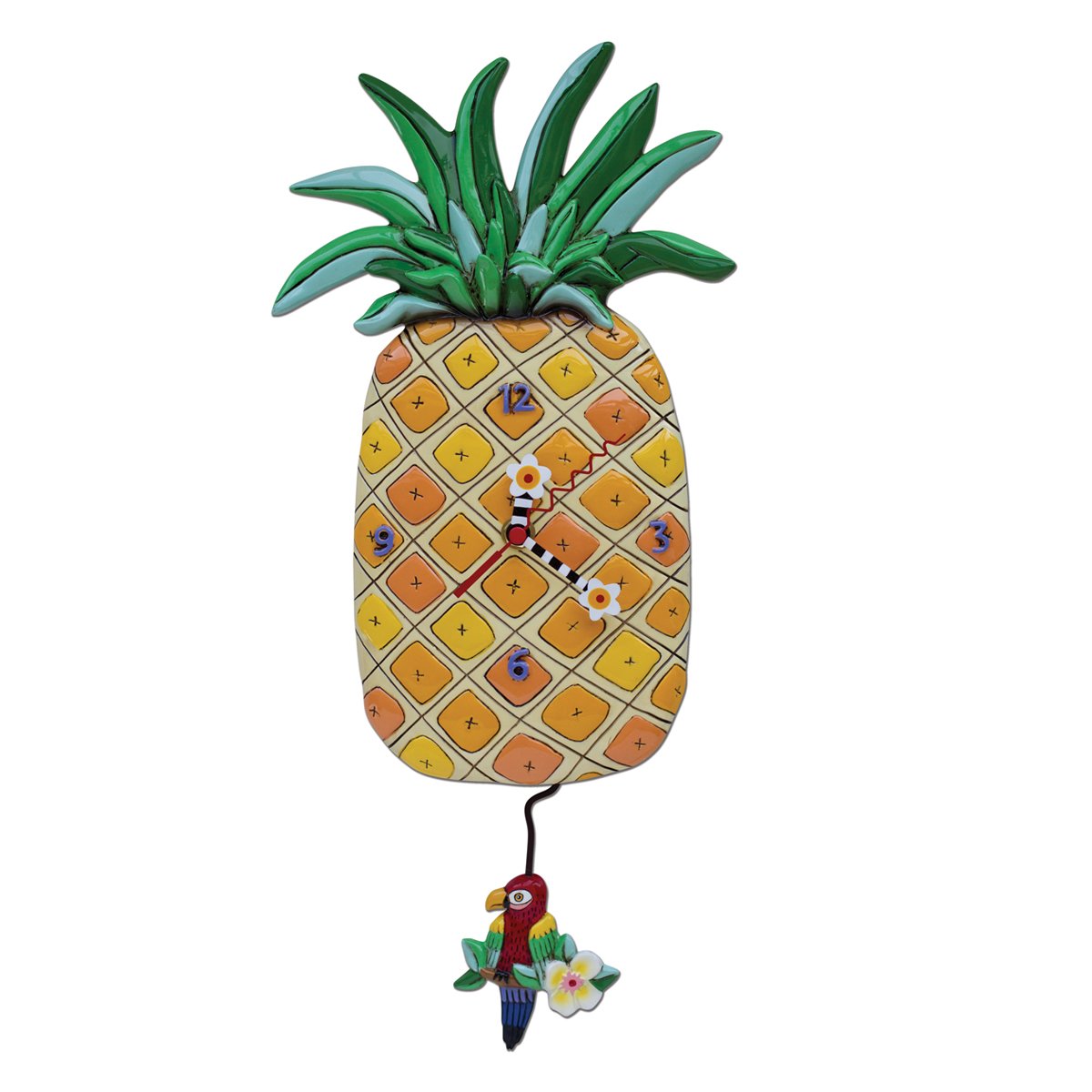 Horloge Ananas Allen Designs P1562 - Pendule multicolore de 40 cm pour salon