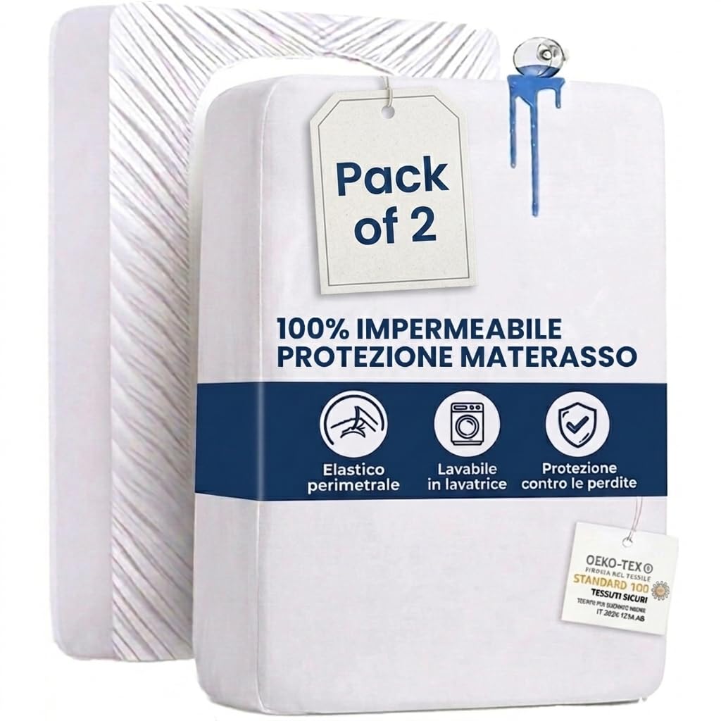 Coprimaterasso Culla Impermeabile 70x140 con Angoli 2 Pezzi