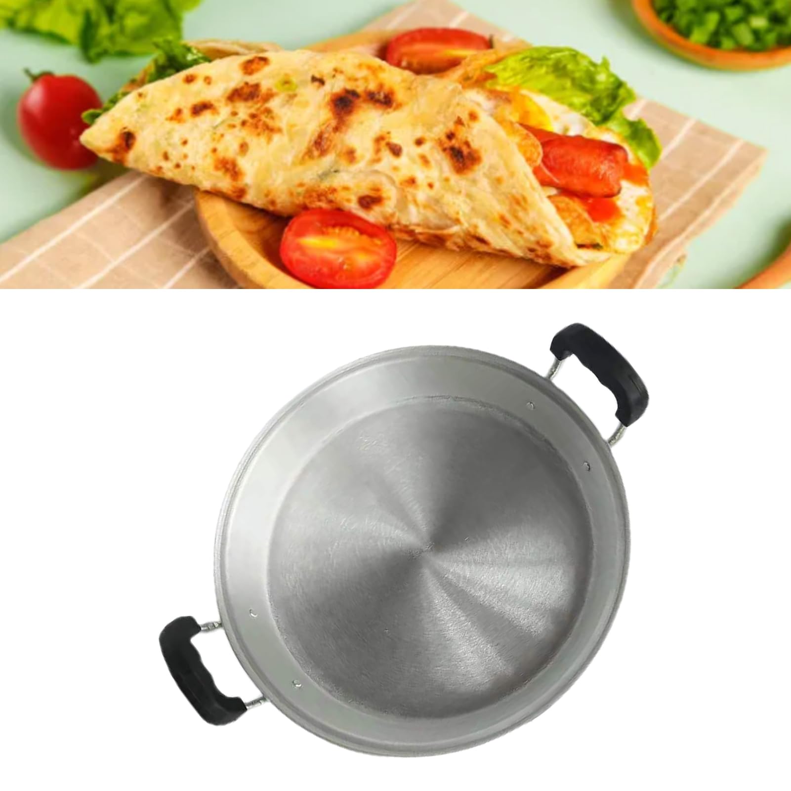 Emoshayoga Patelnia z podwójną rączką, Nieprzywierająca, Aluminiowa Patelnia do Gotowania na Gazie Płynnym, Grillowanie, 11,8 Cala