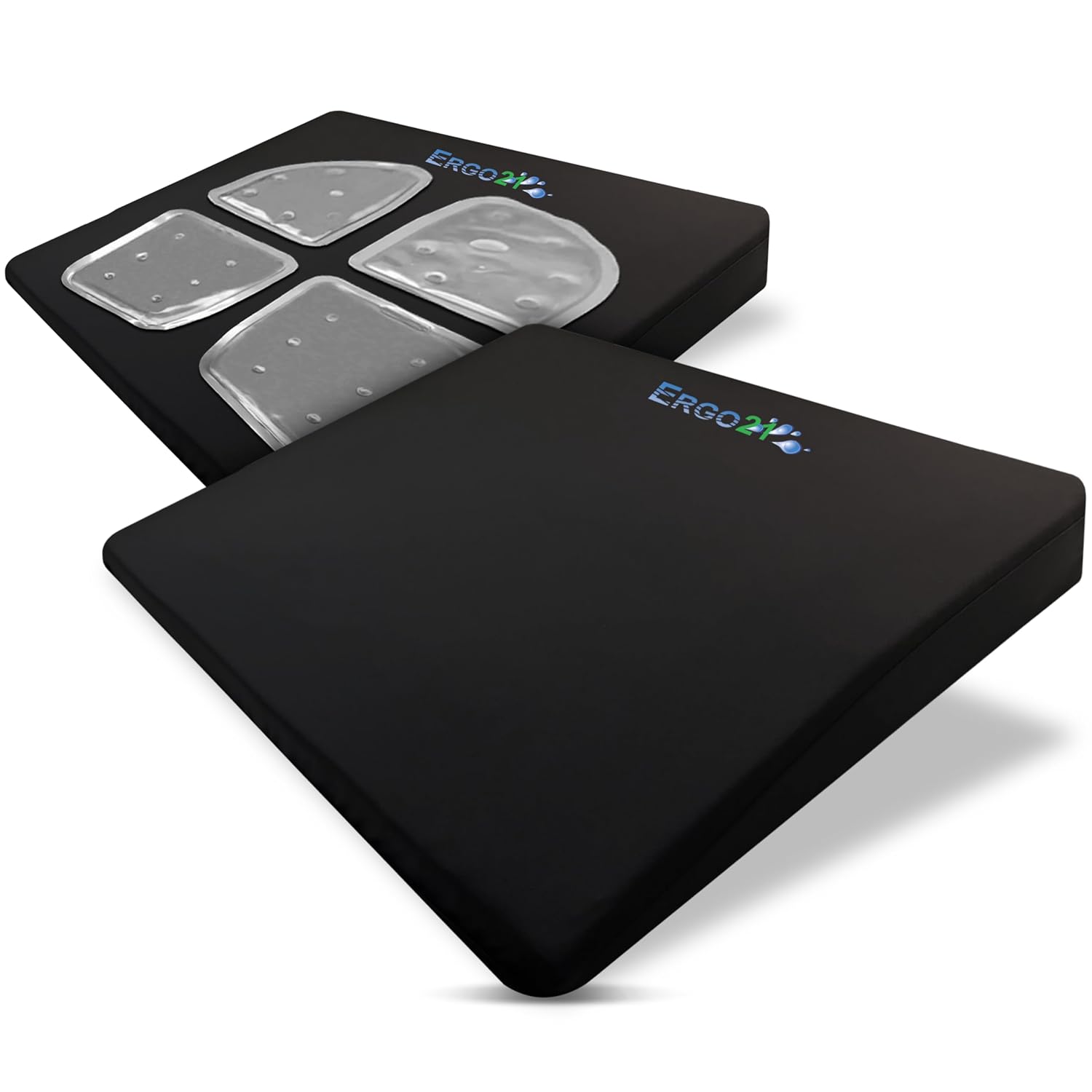 ERGO21 LiquiCell Sports Cushion - 2.5 Inch Thick Seat Pad for Tailbone, Hip & Lower Back Pain Relief - Ergonomic Comfort for Car, Office, Stadium & Wheelchairs- Better Than Gel, Foam or Air Large Deluxe - 18W x 17 x 2.5"