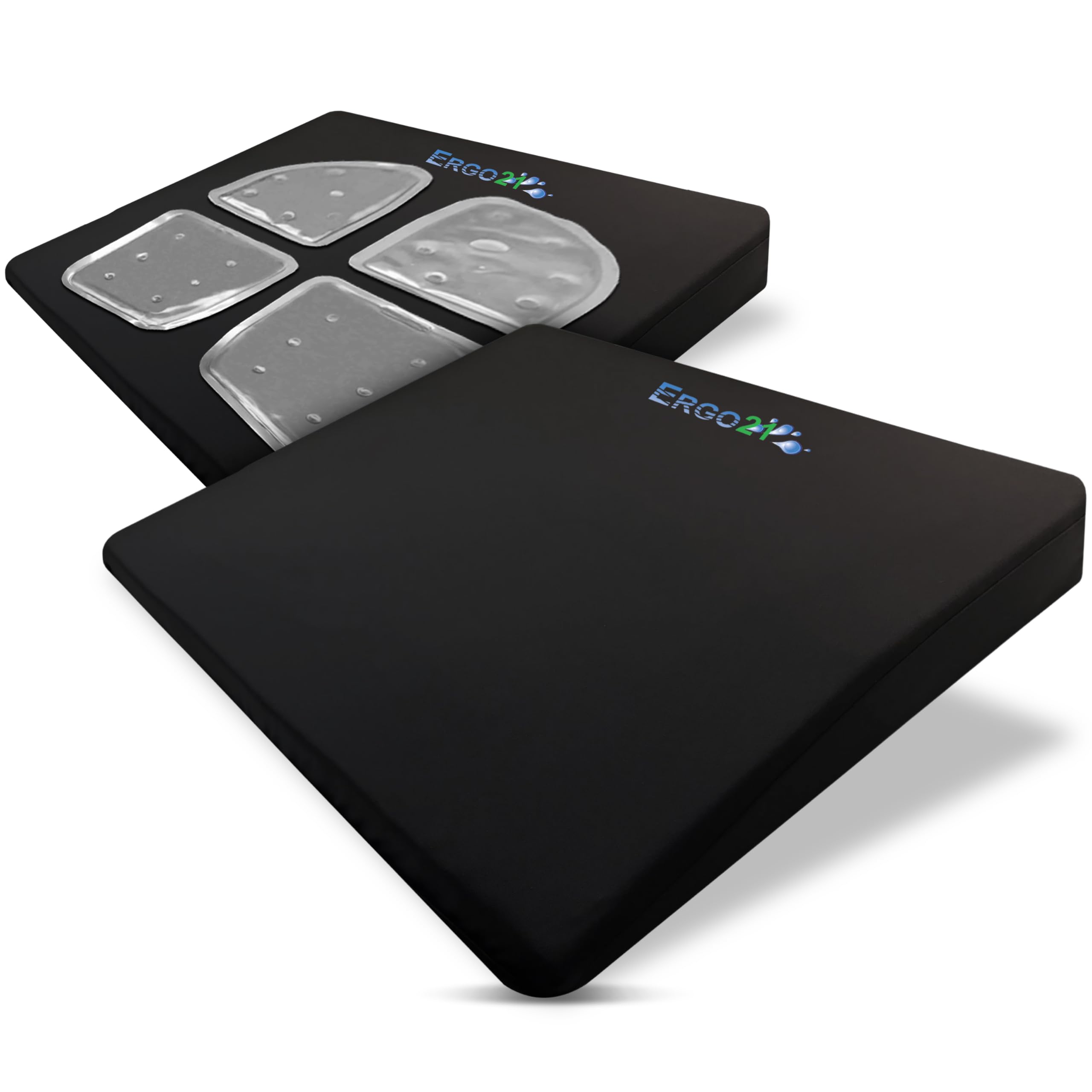 ERGO21 LiquiCell Sports Cushion - 3.5 Inch Thick Seat Pad for Tailbone, Hip & Lower Back Pain Relief - Ergonomic Comfort for Car, Office, Stadium & Wheelchairs- Better Than Gel, Foam or Air