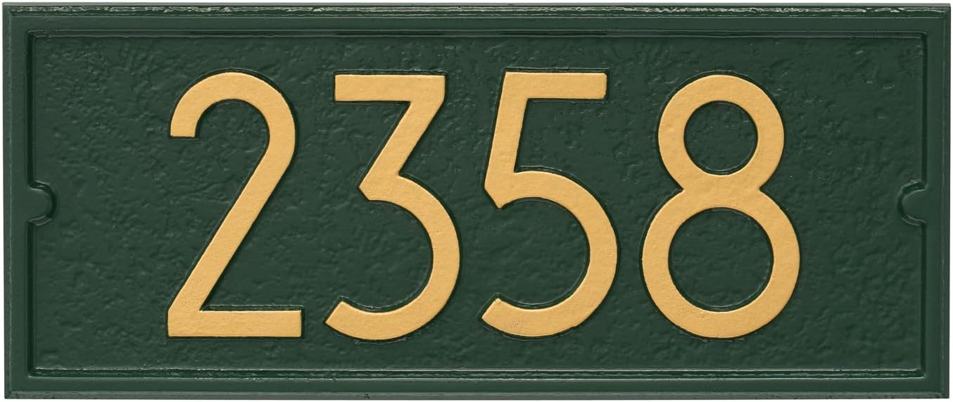 Whitehall Custom Mailbox Address Plaque, Personalized House Number Sign with Modern Numbers for Balmoral or Capitol Mailboxes, 15 x 6.5 in, Bronze with Goldtone Numbers