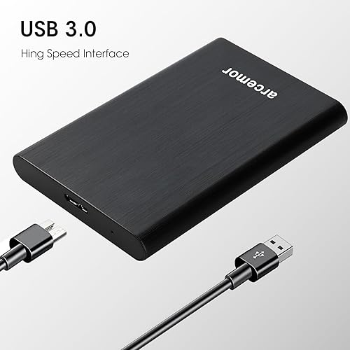 Miniatura 6 de arcemor Disco duro externo portátil de 500 GB USB3.0 Ultra Slim HDD de 2.5 pulgadas para PC, Mac, laptop, Chromebook, Xbox One (negro, 500GB)