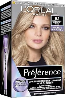 L'Oreal Paris - Permanent Hair Colour - Long and Light - Without Yellow Reflections - Covers 100% White Hair - Preference - Shade: Copenhagen 8.1, Ash Blonde