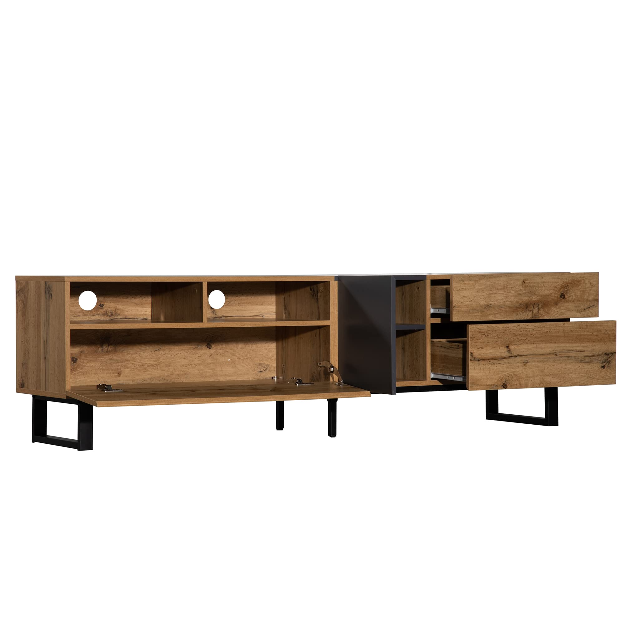 Moimhear Casa & Living, Mobili, Soggiorno, Moderno armadio TV con color blocking e venature in legno 180 cm