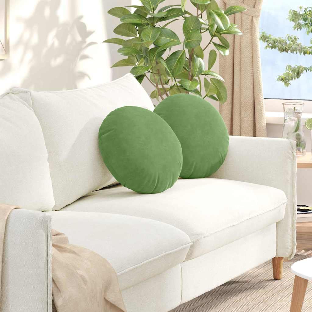 Coussin d'assise vert clair en velours diam 40 cm pour chaise de salle à manger lot de 2