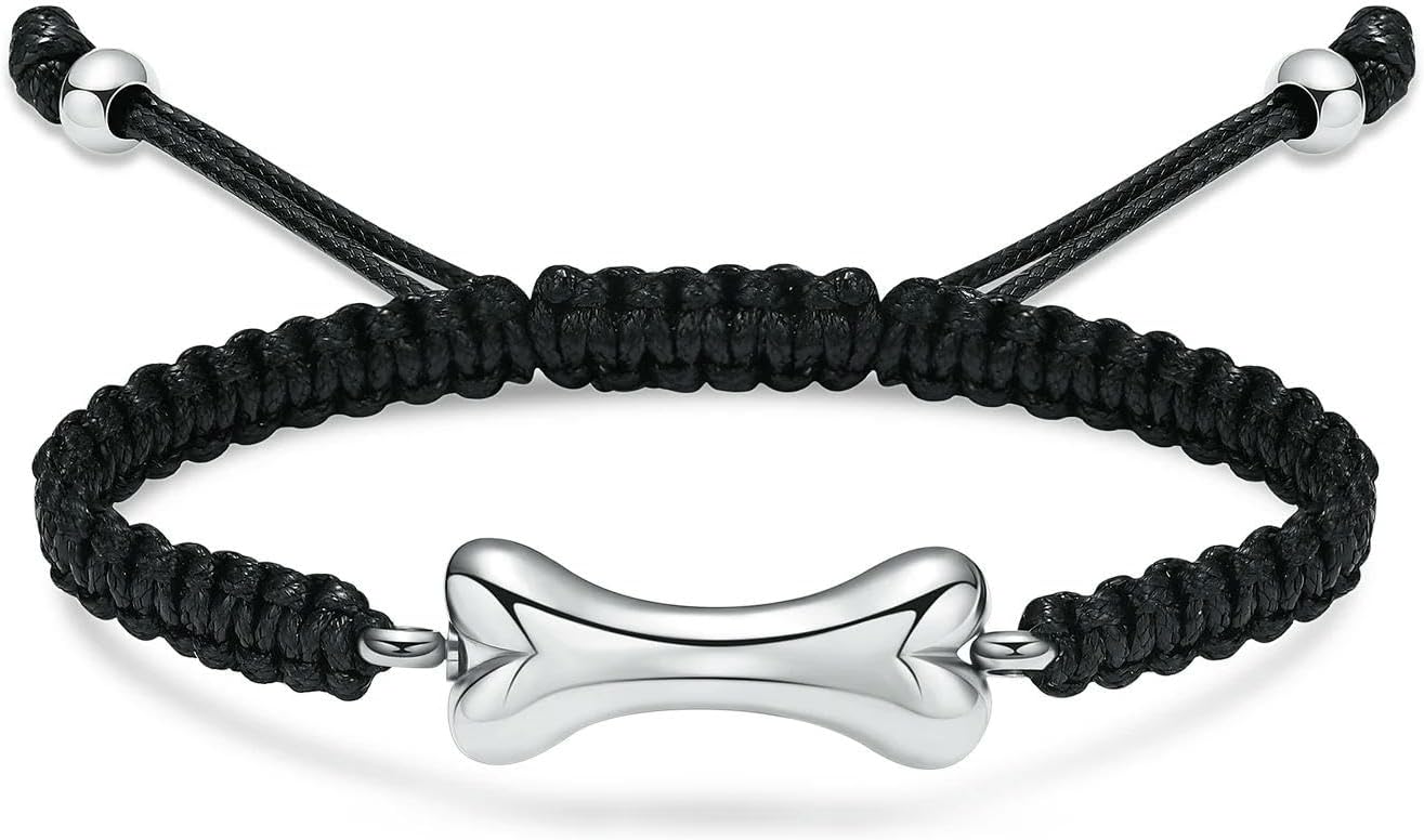 Cremation Bracelet for Pet Ashes Dog Bone Urn Bracelet Stainless Steel Memorial Keepsake Bracelet Jewelry for Men Women-Silver