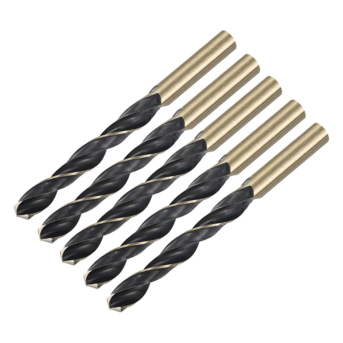 QUARKZMAN 5Pcs Mèches À creuser Droites 10.5mm Revêtement Or Titane Et Nitrure Noir Acier Rapide (HSS) 4341 Avec Queue De 10.5mm Pour Acier Inoxydable Alliage Métal Plastique Bois