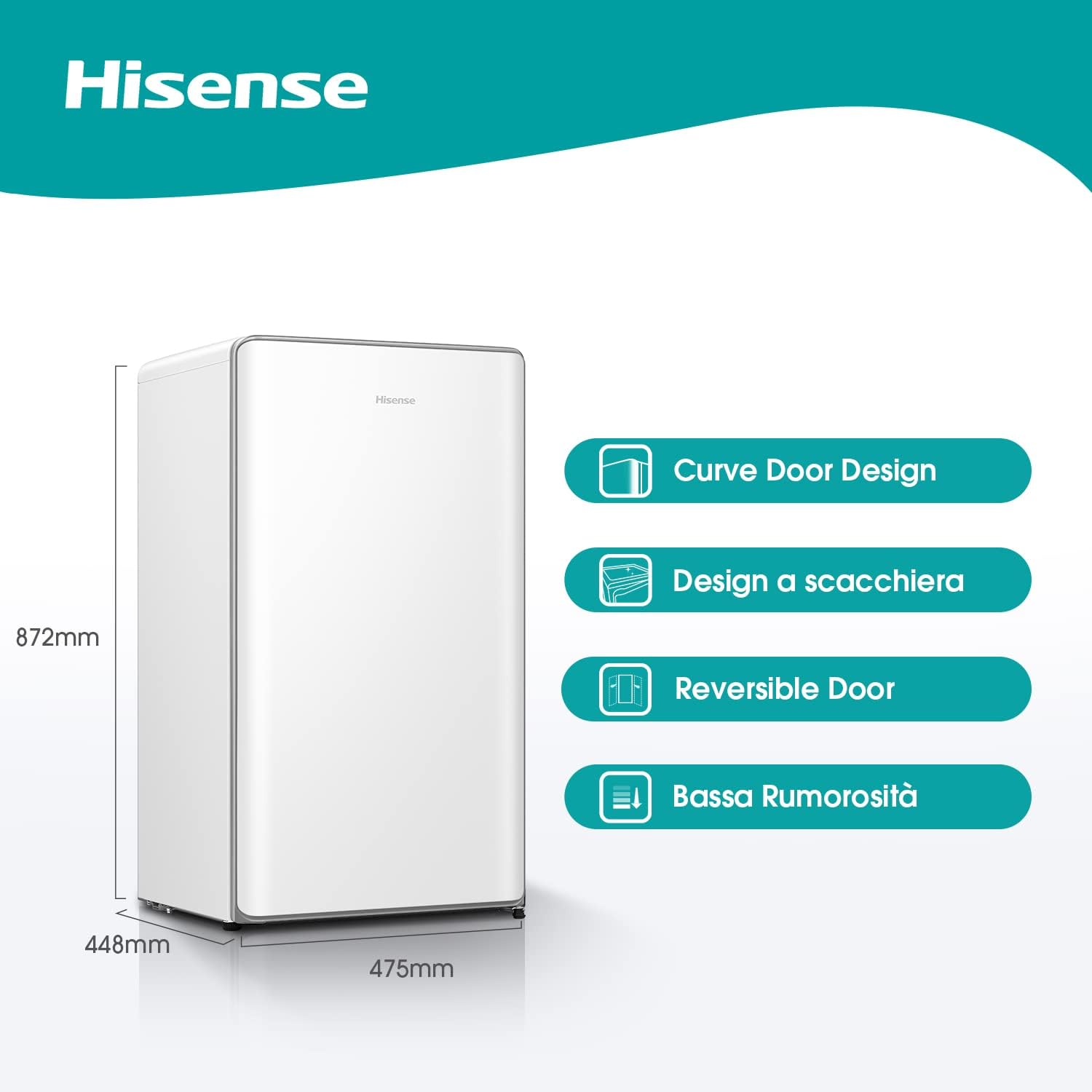Hisense MUR52169SF - Frigorifero Monoporta con Scomparto Congelatore, 165 L, Grigio [Classe di efficienza energetica F]