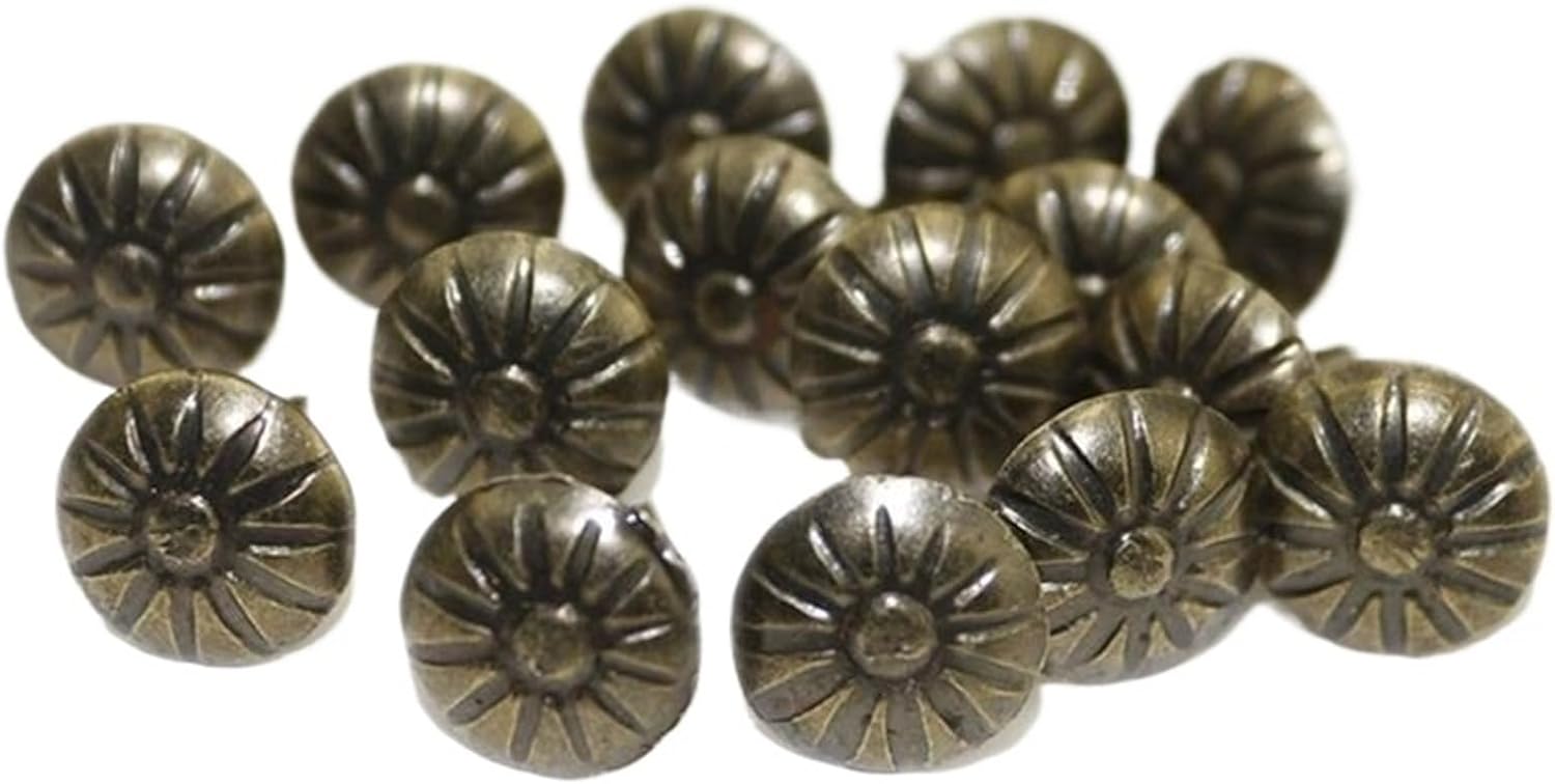 Furniture Tacks 600Pcs Antique Furniture Decorative Nails Assortment Kit 11mm/0.43'' Upholstery Tacks Doornail Hardware(Gold)