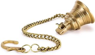 Zap Impex Ethnic Indian Brass Temple Bell with Chain | Brass Hanging Bell | Home Decor | Door Decor | Pooja Accessories