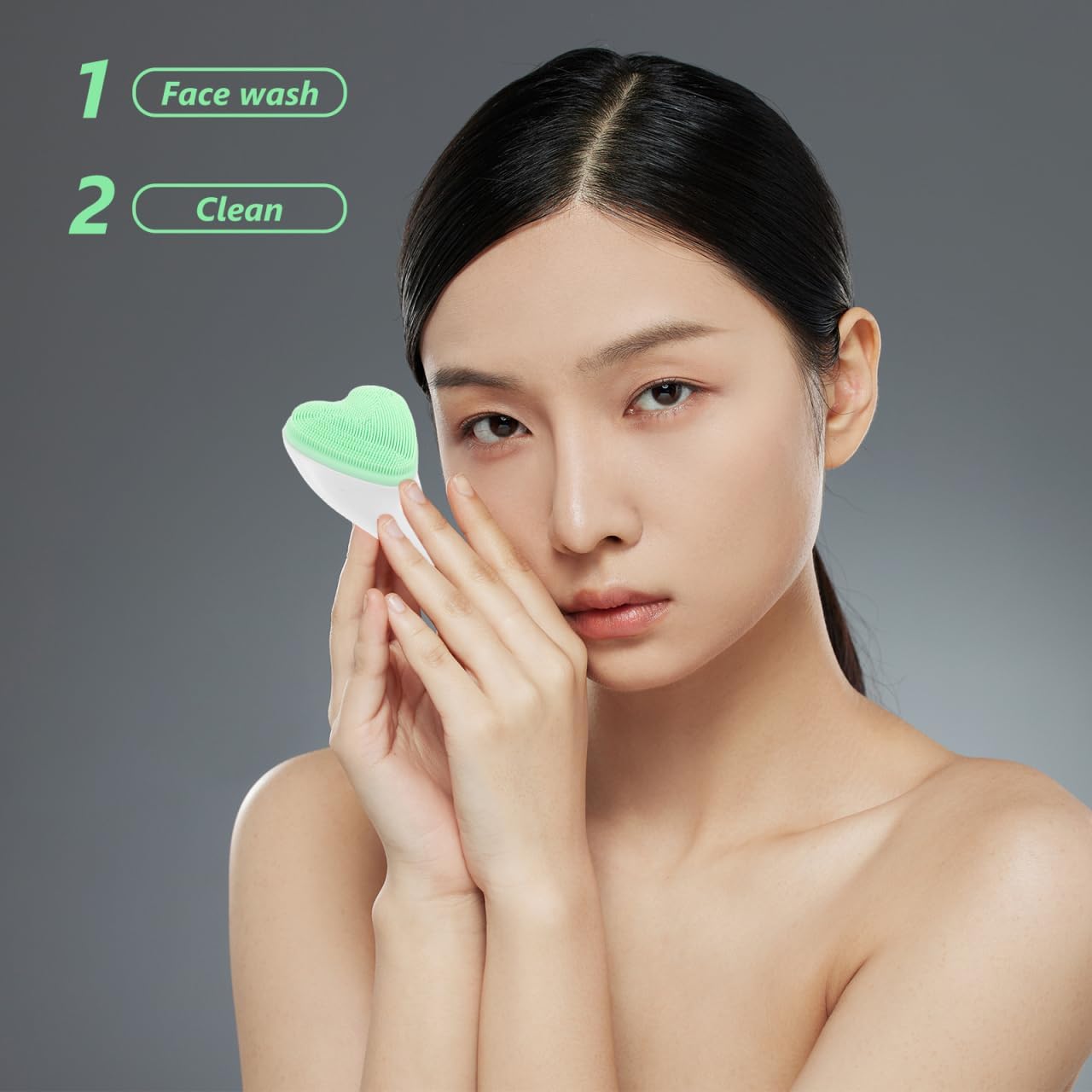 Ipetboom Silicone Facial Cleansing Brush Manual Face Scrubber Exfoliating Tool Long Handle for Gentle Deep Cleaning and Daily Skincare