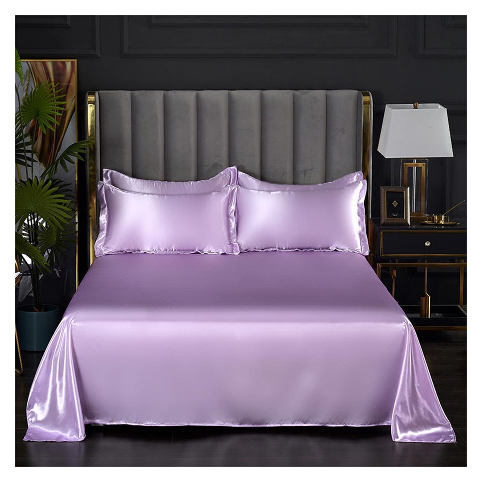 MTKSFDC Silk Bed Sheets 1 pc Bed Sheet for Summer Ice Cool Fabric Top Sheets Satin Smooth Flat Bed Sheet for Double Bedding (no pillowcase)(Xiangyuzi,170x230cm 66x90inch)