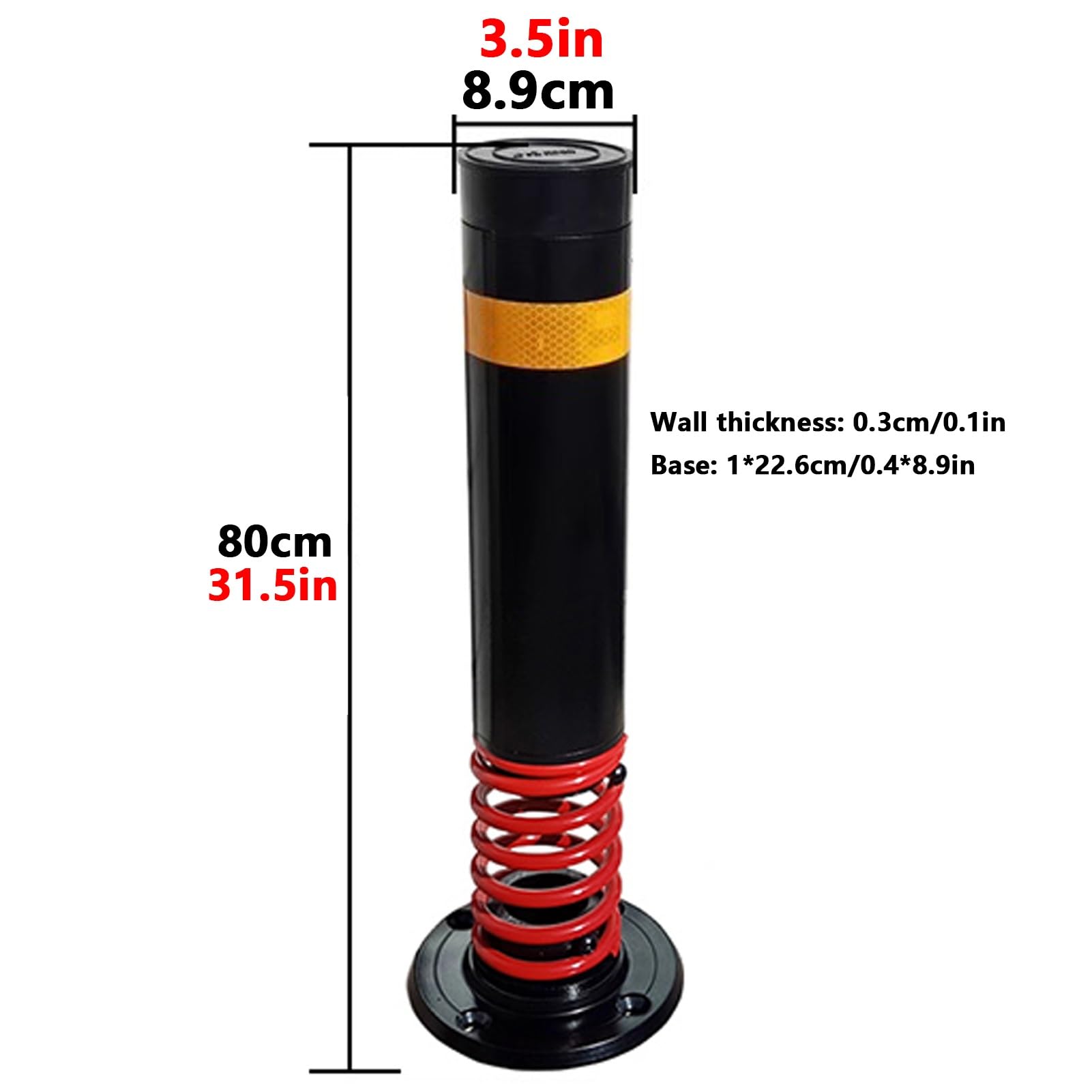 Genérico Bolardo de Seguridad Plegable con Cerradura, Poste Reflectante para señalización Vial, Barrera de estacionamiento con Resorte, delimitador y Controlador de Acceso vehicular, Juego de 8 Poste
