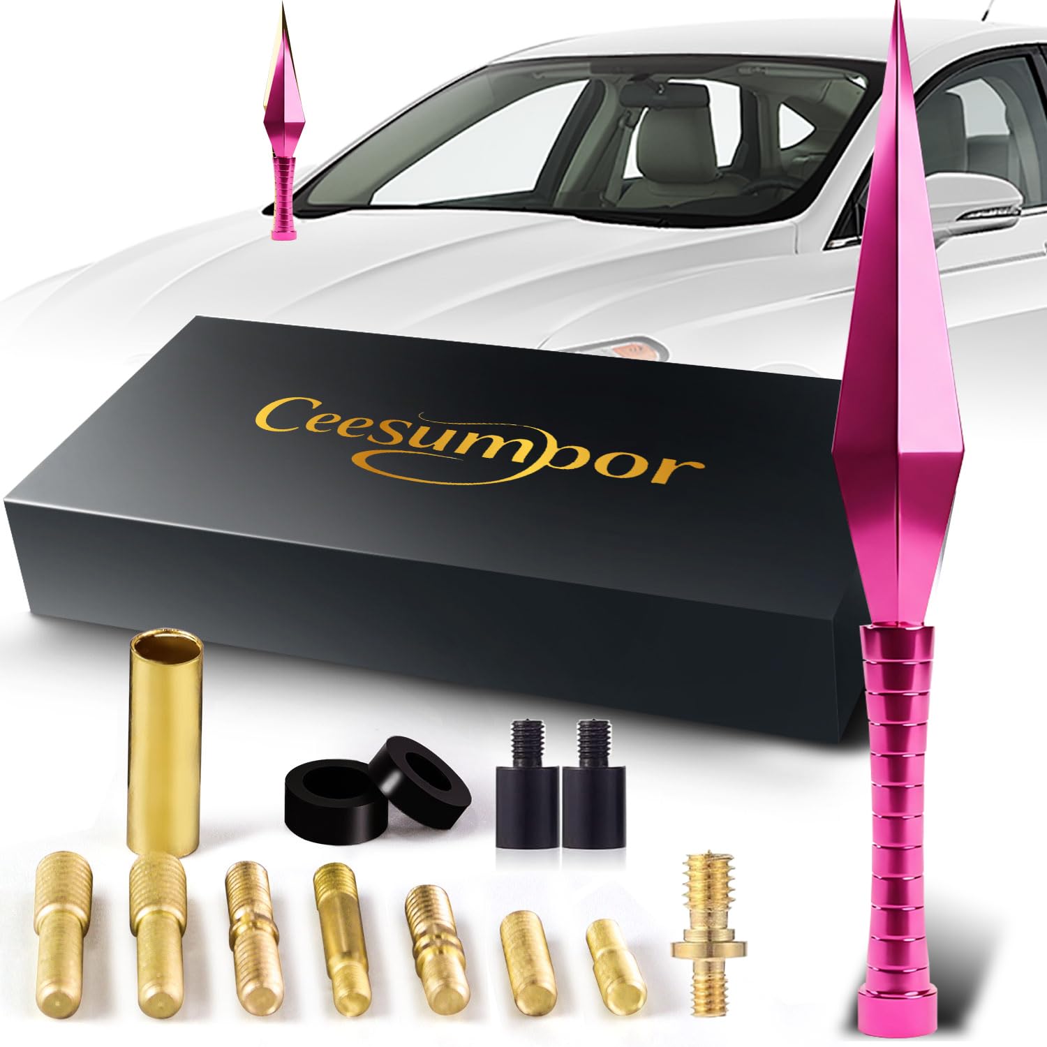 7.8in Truck Antenna, Aluminum Short Replacement, Truck Accessories（Rose）