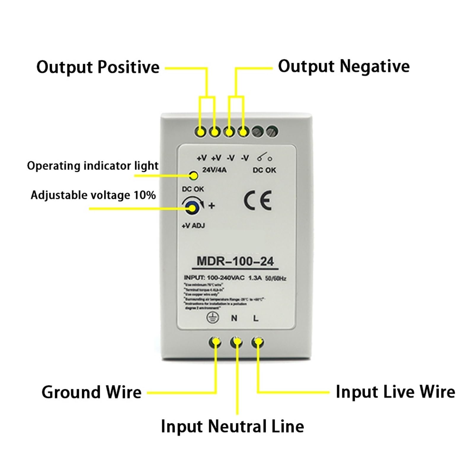 MDR-10W 20W 40W 60W 100W AC 100-240V Eingang Mini Din Schiene Schalter Netzteil Spannung Transformator DC 5V 12V 15V 24V 36V 48V Ausgang 1Pcs(15V_100W)