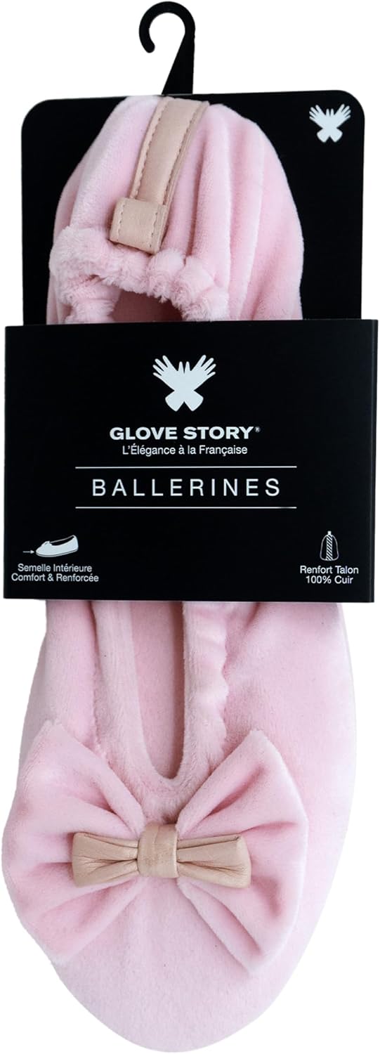 GLOVE STORY Women's Velour Ballerina Slippers with Soft Leather Sole – Soft and Comfortable Material – Soft Women's Ballerina Slippers – Handcrafted (Stripes M) image 5