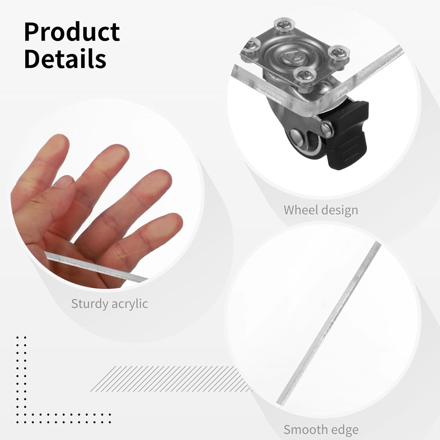 Acrylic Rolling Plant Caddy, 11.8 X 7.9 in, Rectangular Tray with Wheels, 4 Secure Clips, for Appliances &