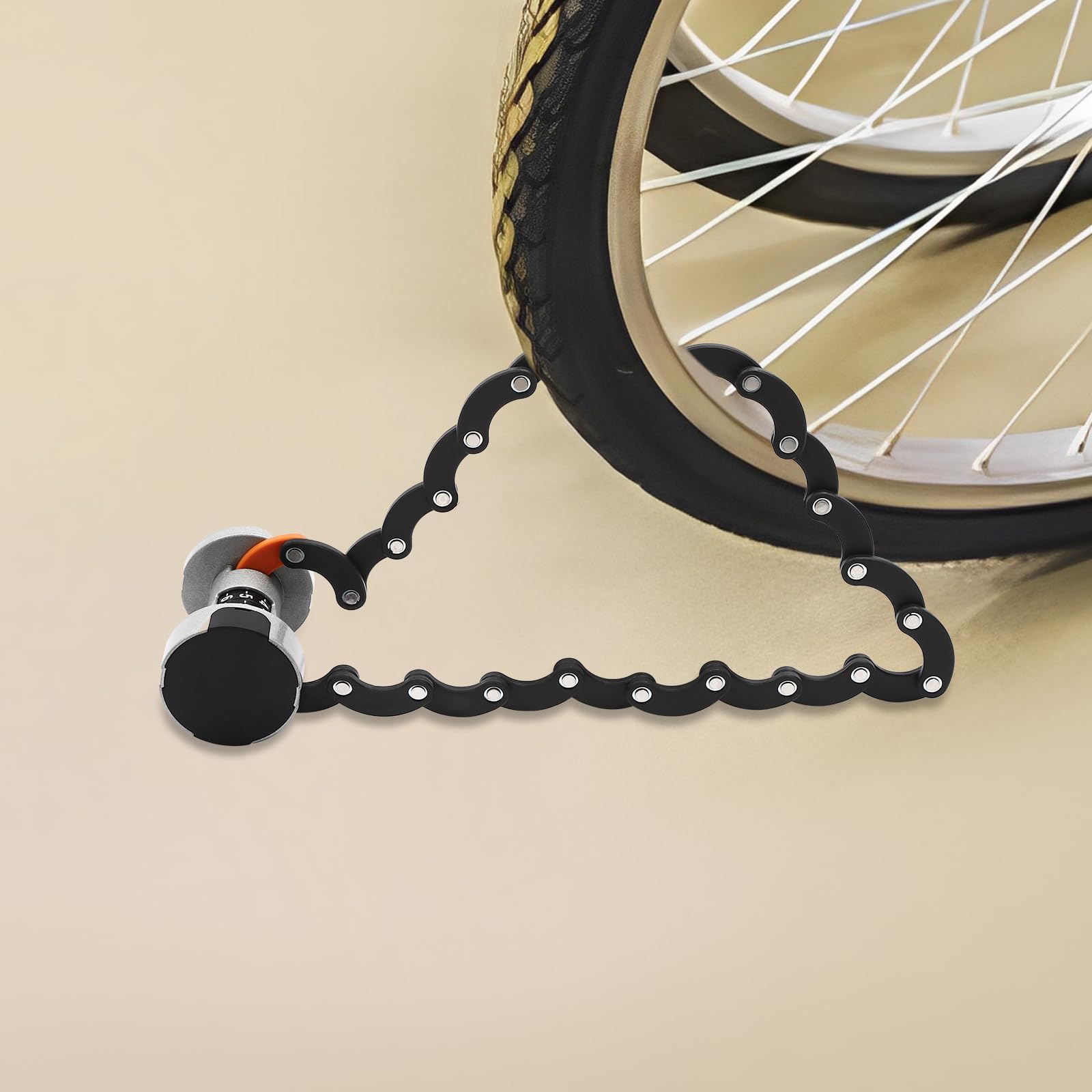 Lucchetto pieghevole per bicicletta, 88 cm, con 2 chiavi per mountain bike, bici da corsa, garage (nero)
