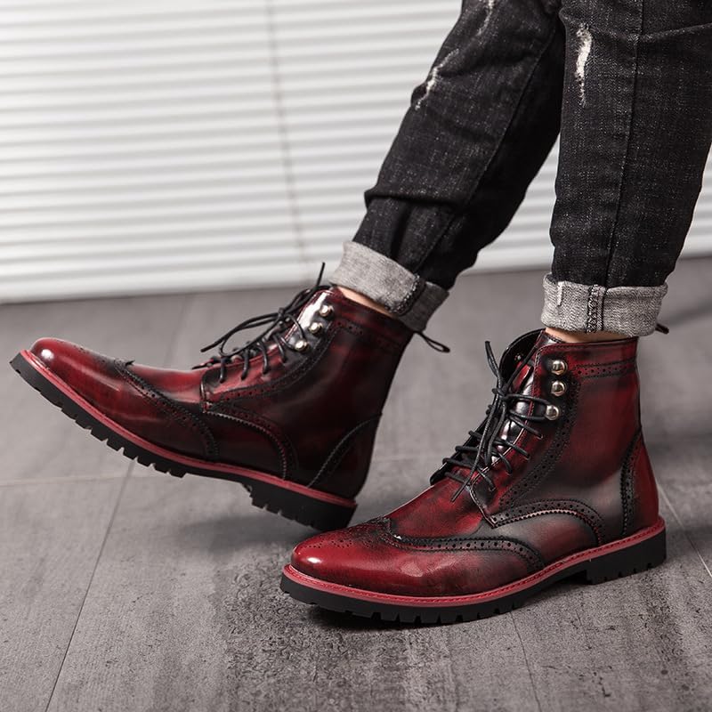 Men's Boots, Motorcycle Men's Boots Fashion Men's Mid-Cut Boots.Knight Boots.Riding Boots
