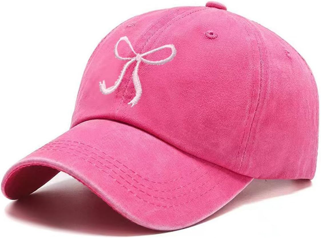 Gorra ajustable con lazo para mujer vintage lavado de algodón